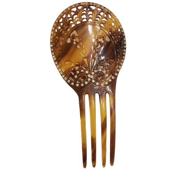 Antique Celluloid & Rhinestone Flapper Comb (A4445) - Picture 1 of 5